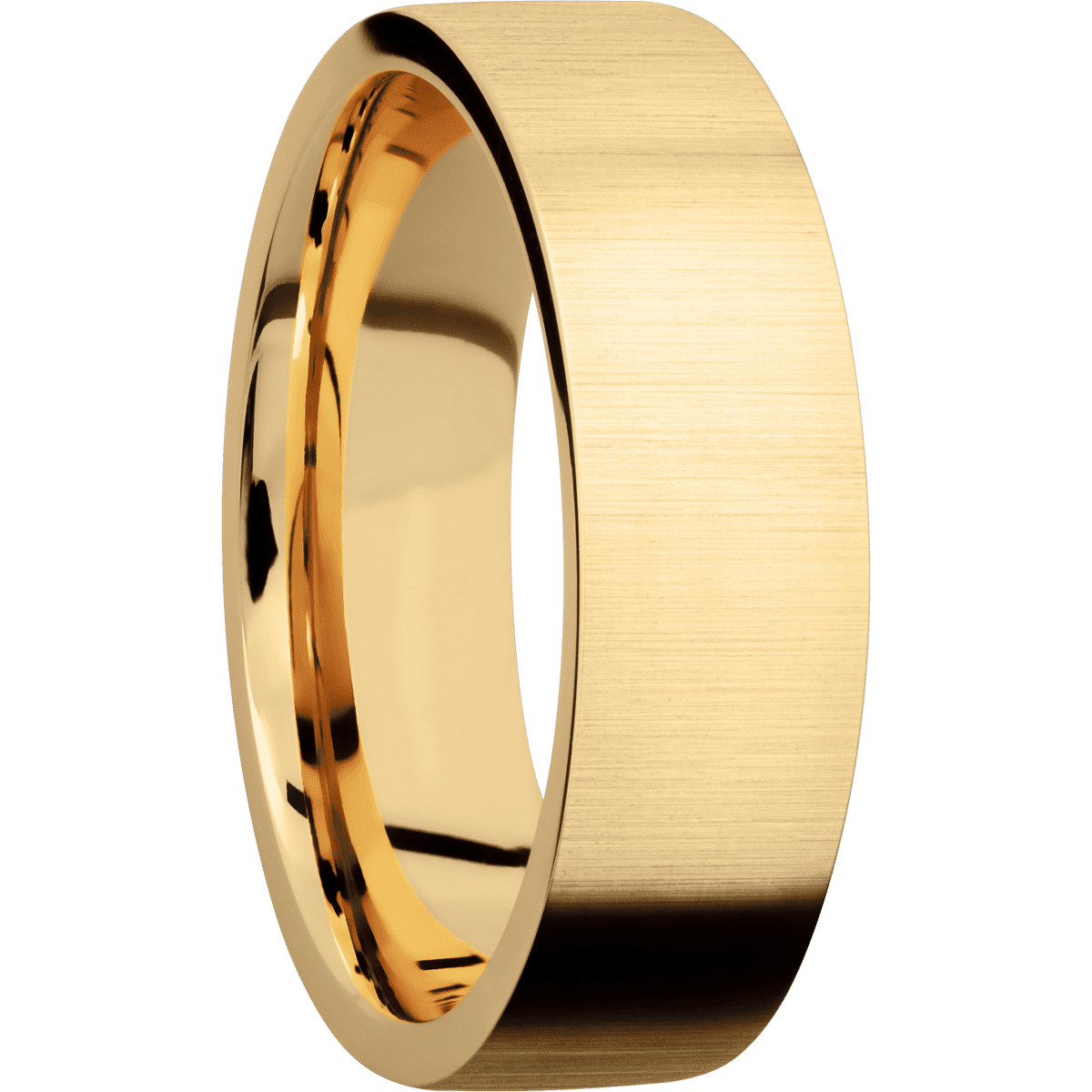14K Yellow Gold + Crosssatin Finish - 7 mm wide Flat 14K Yellow Gold band. - Custom