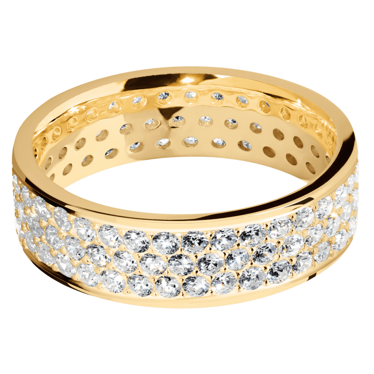 14K Yellow Gold + Polish Finish - 14KY7FLABDIA3ROWETERNITY.03BEAD-IS - Custom