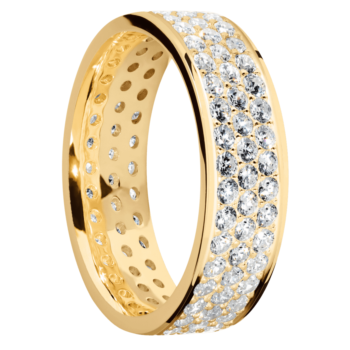 14K Yellow Gold + Polish Finish - 14KY7FLABDIA3ROWETERNITY.03BEAD-IS - Custom