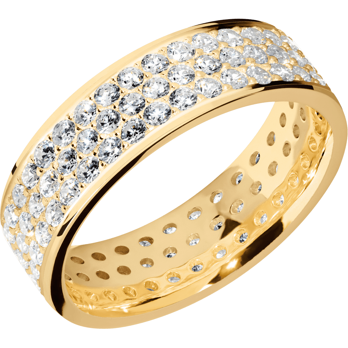 14K Yellow Gold + Polish Finish - 14KY7FLABDIA3ROWETERNITY.03BEAD-IS - Custom