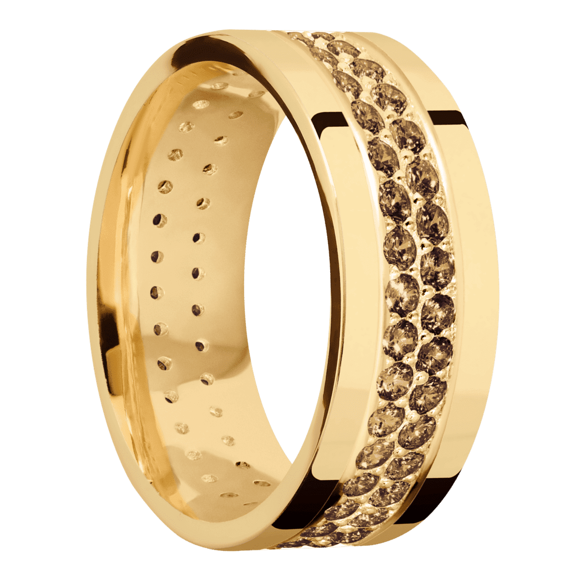 14K Yellow Gold + Polish Finish - 14KY8FCOCODIA2ROWETERNITY.03BEAD-IS - Custom