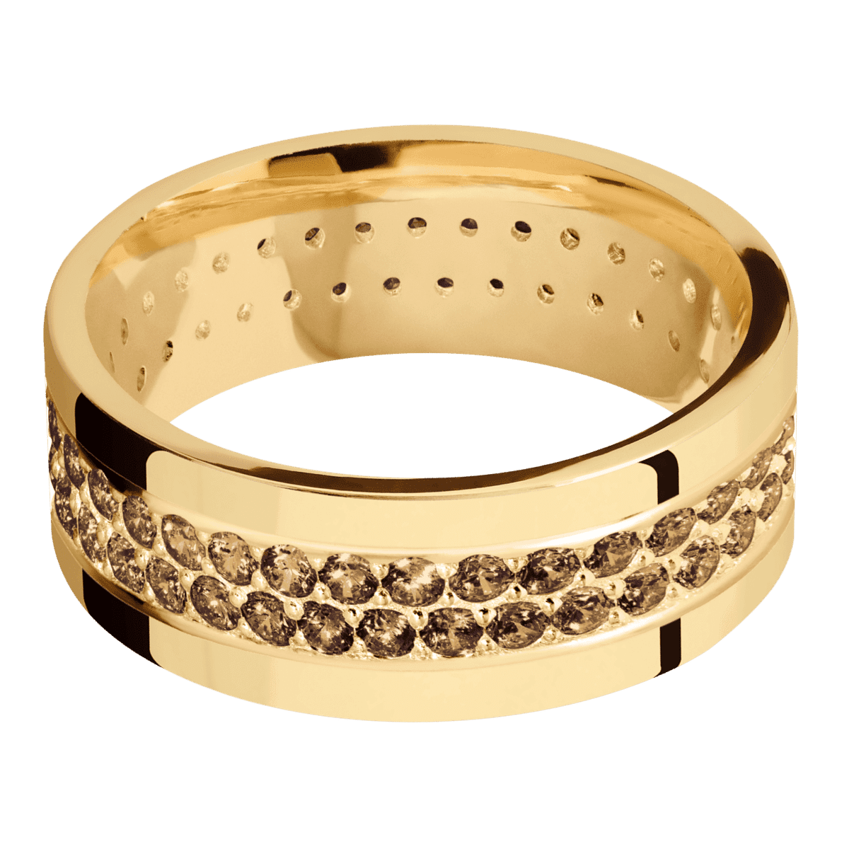 14K Yellow Gold + Polish Finish - 14KY8FCOCODIA2ROWETERNITY.03BEAD-IS - Custom