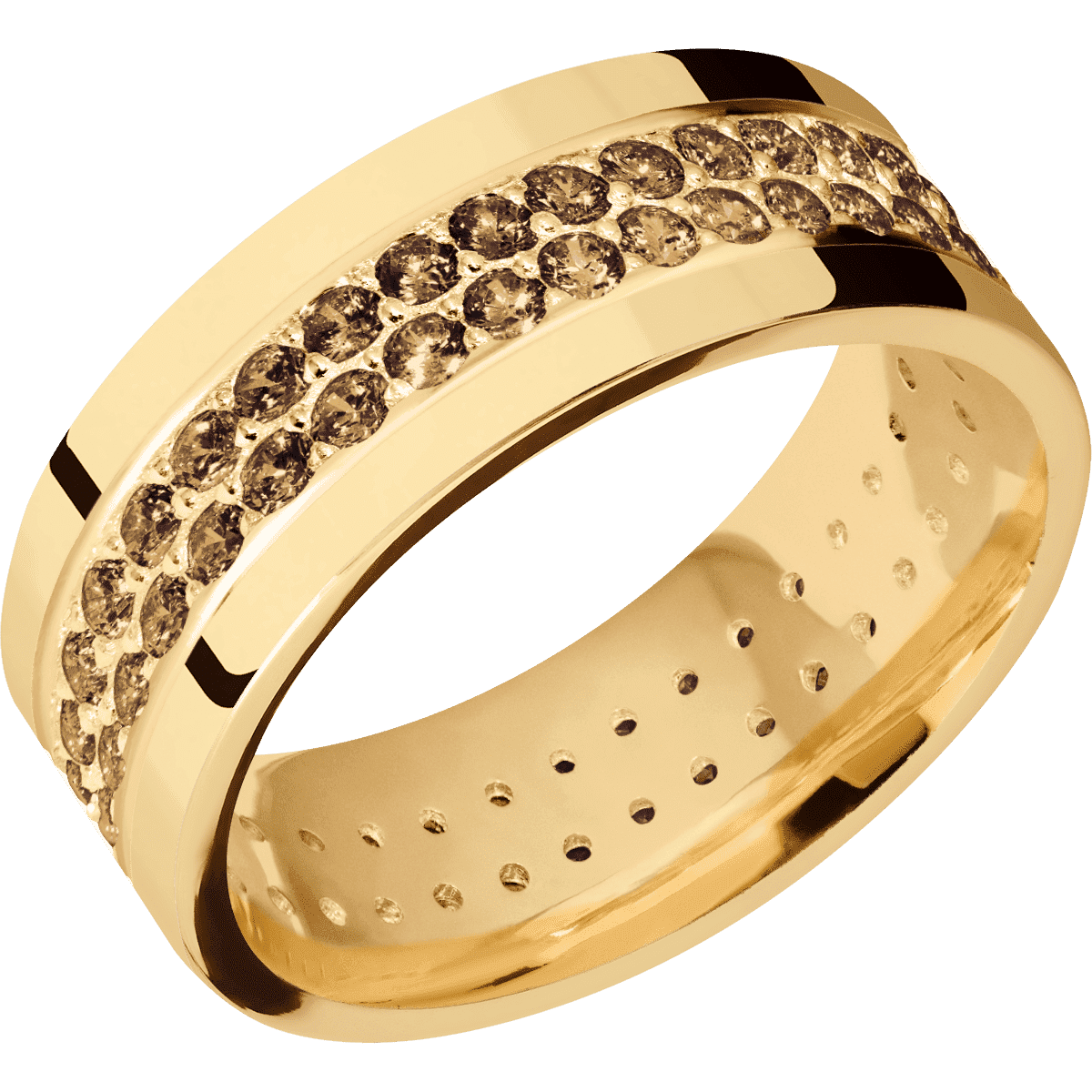 14K Yellow Gold + Polish Finish - 14KY8FCOCODIA2ROWETERNITY.03BEAD-IS - Custom