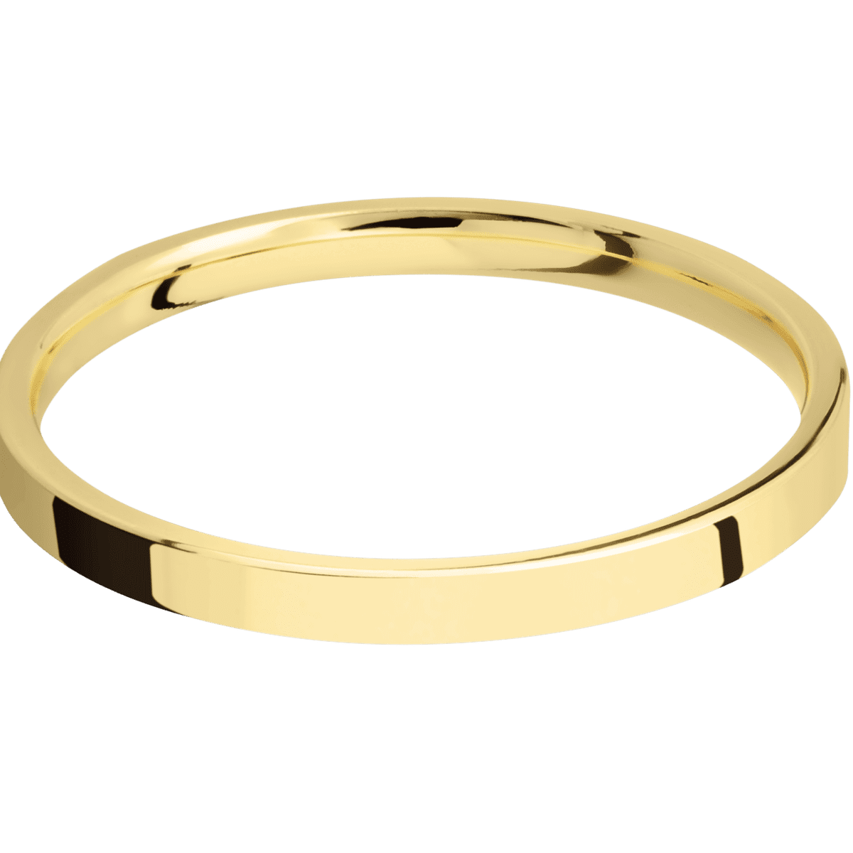 14K Yellow Gold + Polish Finish - 2 mm wide Flat 14K Yellow Gold band. - Custom