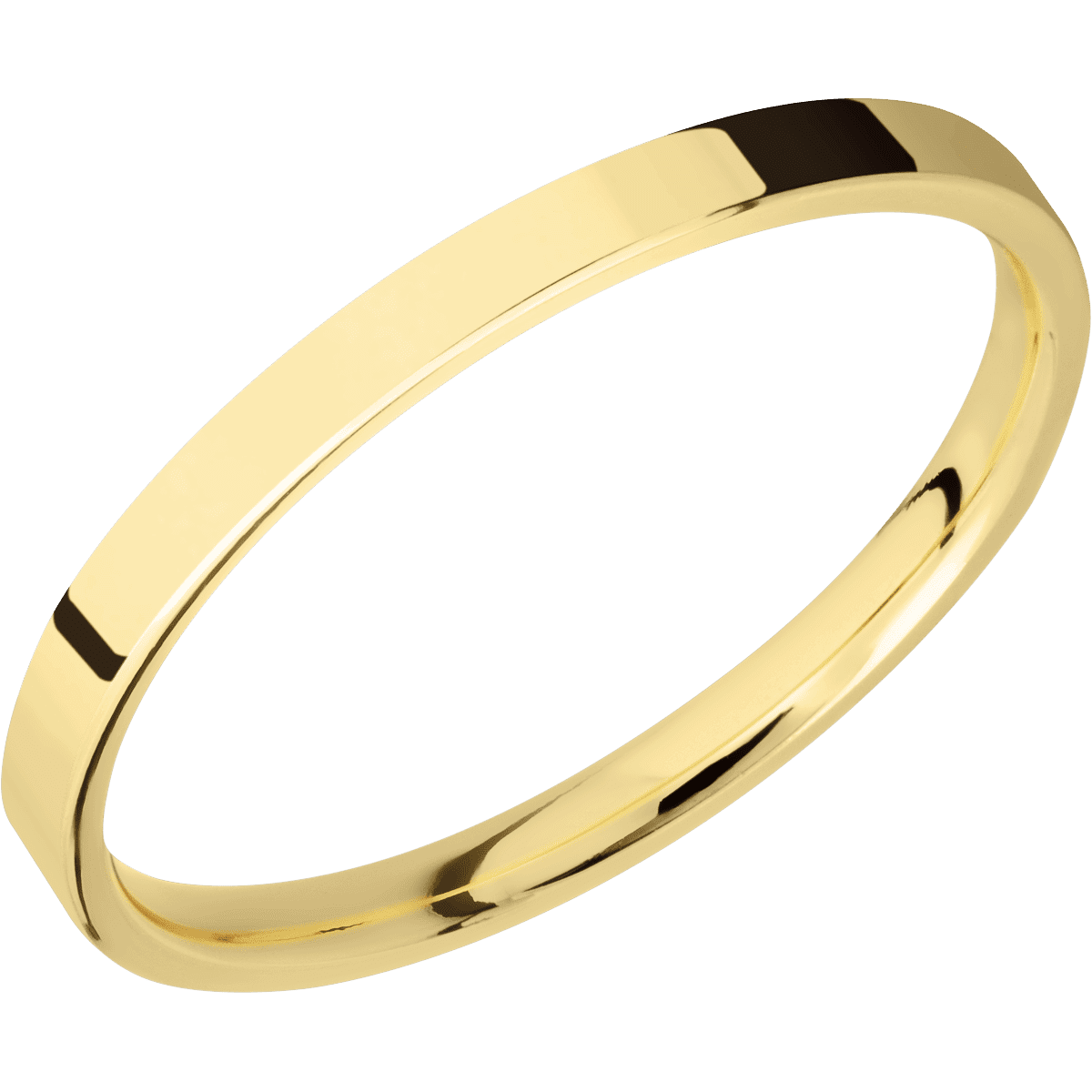 14K Yellow Gold + Polish Finish - 2 mm wide Flat 14K Yellow Gold band. - Custom
