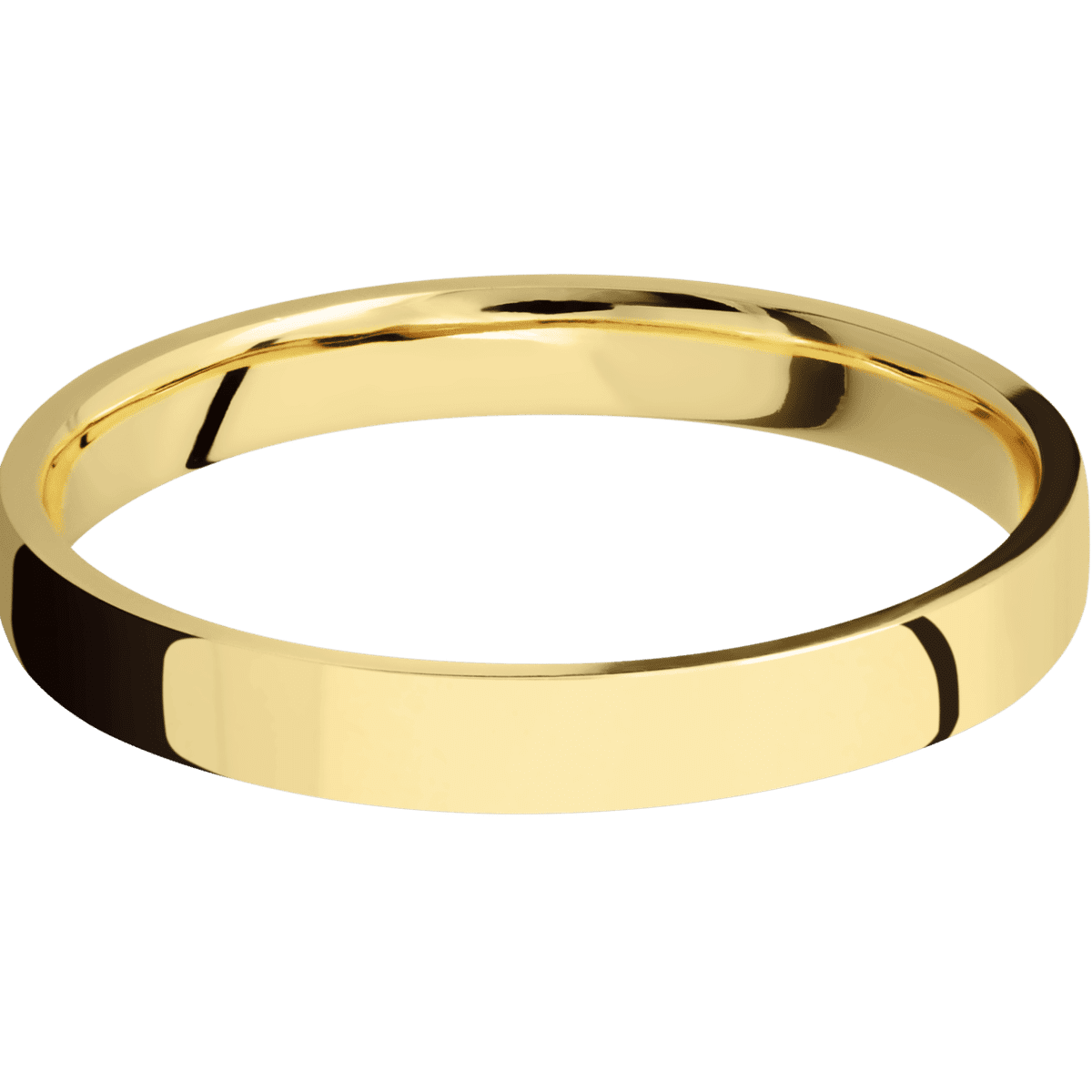 14K Yellow Gold + Polish Finish - 3 mm wide Flat 14K Yellow Gold band. - Custom
