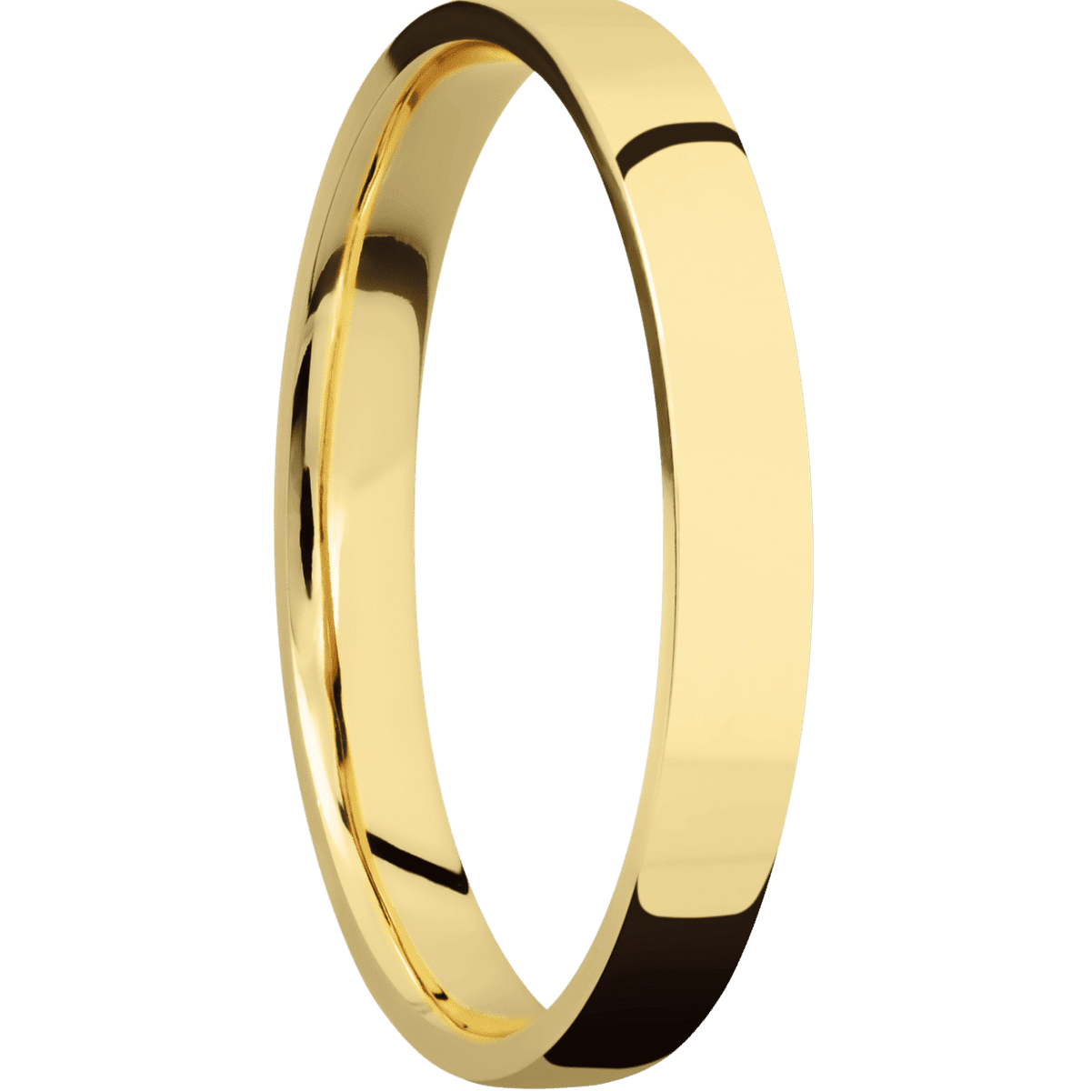 14K Yellow Gold + Polish Finish - 3 mm wide Flat 14K Yellow Gold band. - Custom