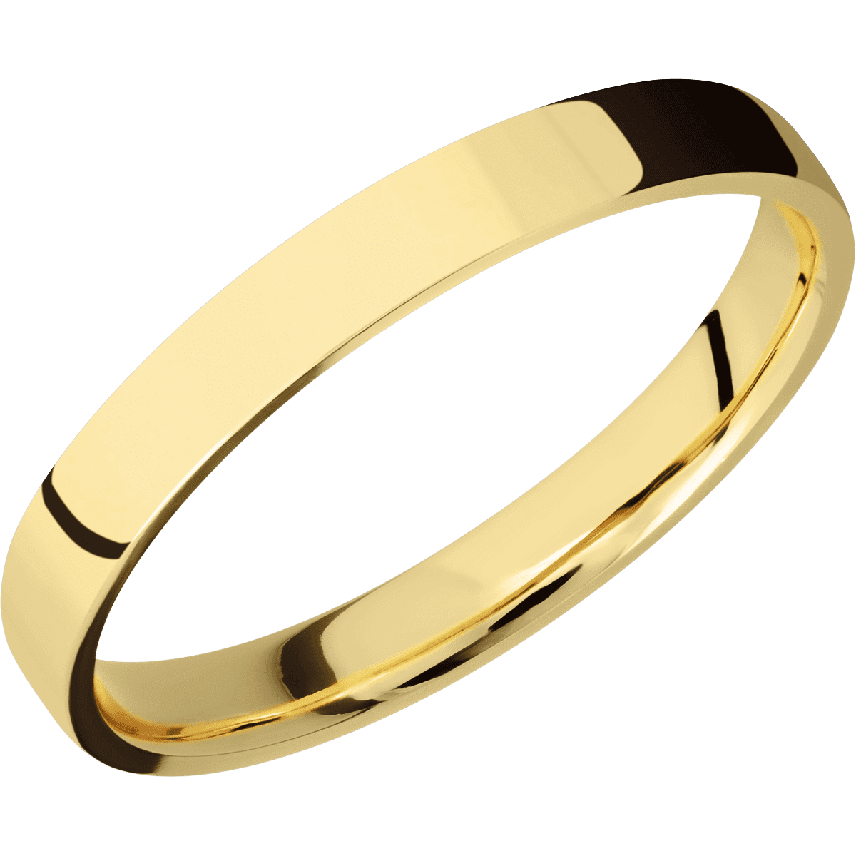 14K Yellow Gold + Polish Finish - 3 mm wide Flat 14K Yellow Gold band. - Custom