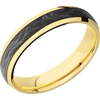 14K Yellow Gold + Polish Finish - 5 mm wide/Domed/14K Yellow Gold band with one 3 mm Centered inlay of Forged Carbon