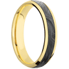 14K Yellow Gold + Polish Finish - 5 mm wide/Domed/14K Yellow Gold band with one 3 mm Centered inlay of Forged Carbon