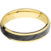 14K Yellow Gold + Polish Finish - 5 mm wide/Domed/14K Yellow Gold band with one 3 mm Centered inlay of Forged Carbon