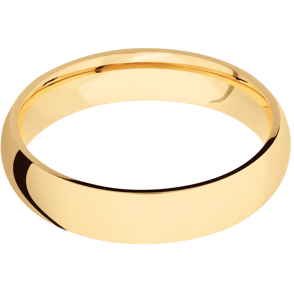 14K Yellow Gold + Polish Finish - 5 mm wide Domed 14K Yellow Gold band. - Custom