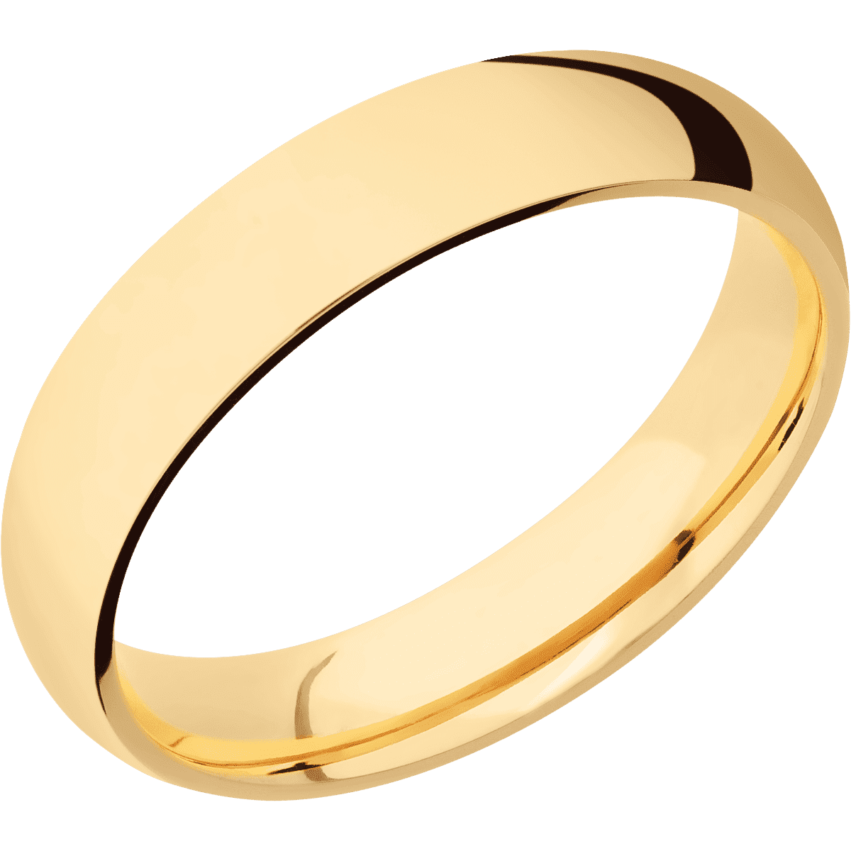 14K Yellow Gold + Polish Finish - 5 mm wide Domed 14K Yellow Gold band. - Custom