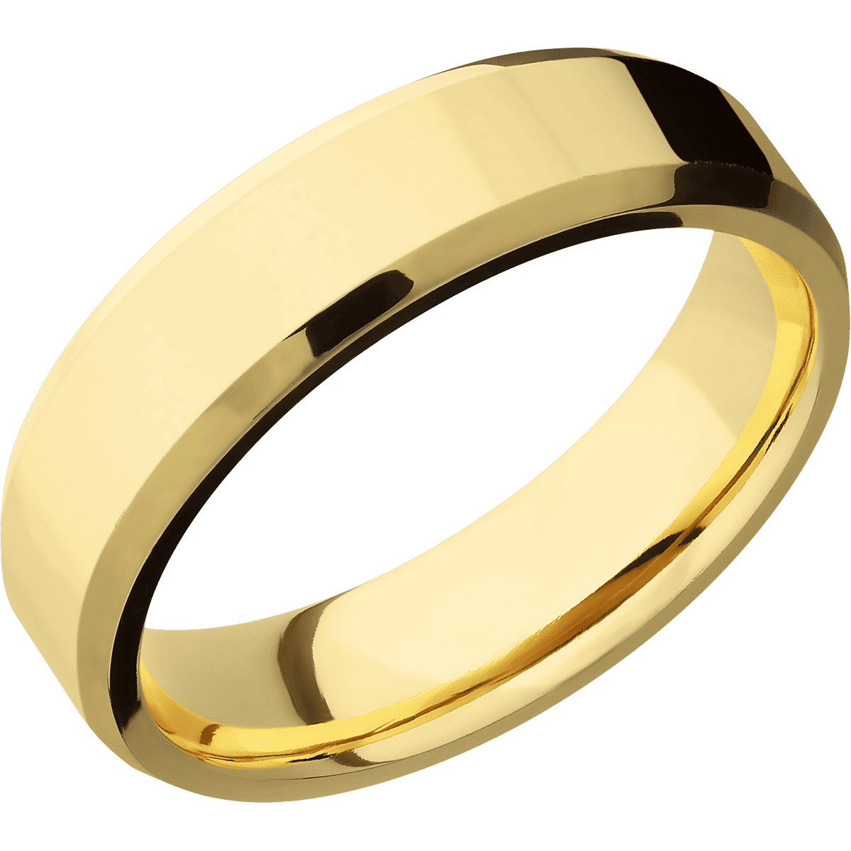 14K Yellow Gold + Polish Polish Finish - 6 mm wide Beveled 14K Yellow Gold band. - Custom