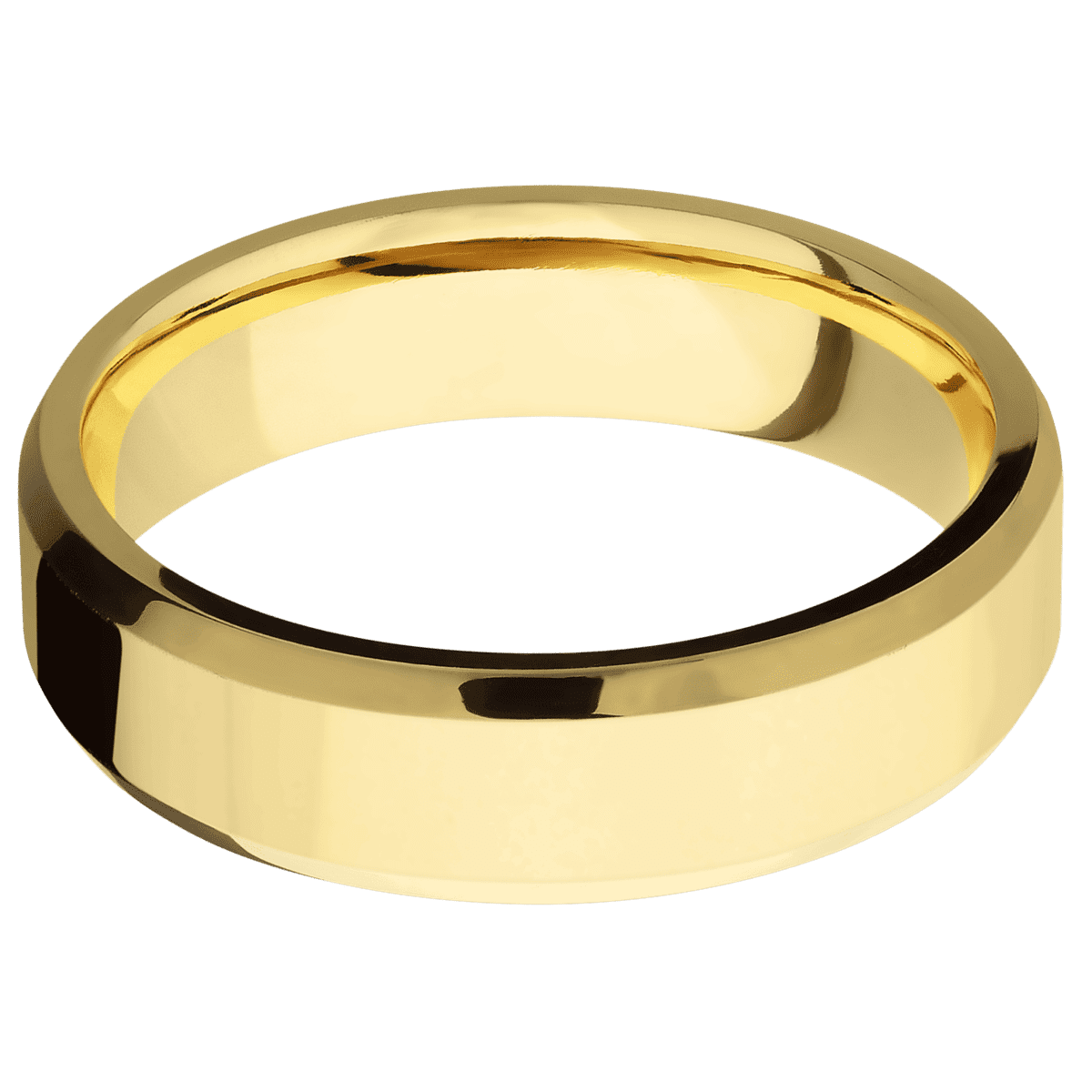 14K Yellow Gold + Polish Polish Finish - 6 mm wide Beveled 14K Yellow Gold band. - Custom
