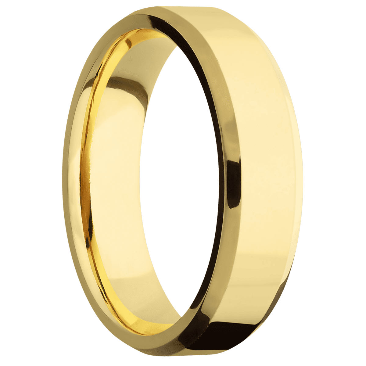 14K Yellow Gold + Polish Polish Finish - 6 mm wide Beveled 14K Yellow Gold band. - Custom