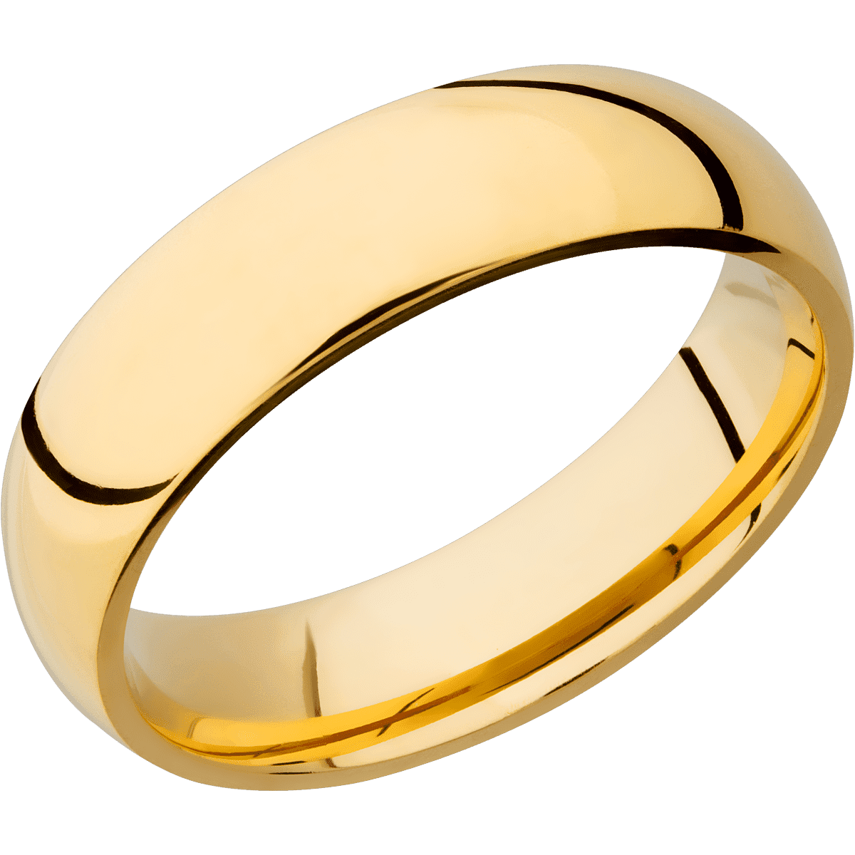 14K Yellow Gold + Polish Finish - 6 mm wide Domed 14K Yellow Gold band. - Custom