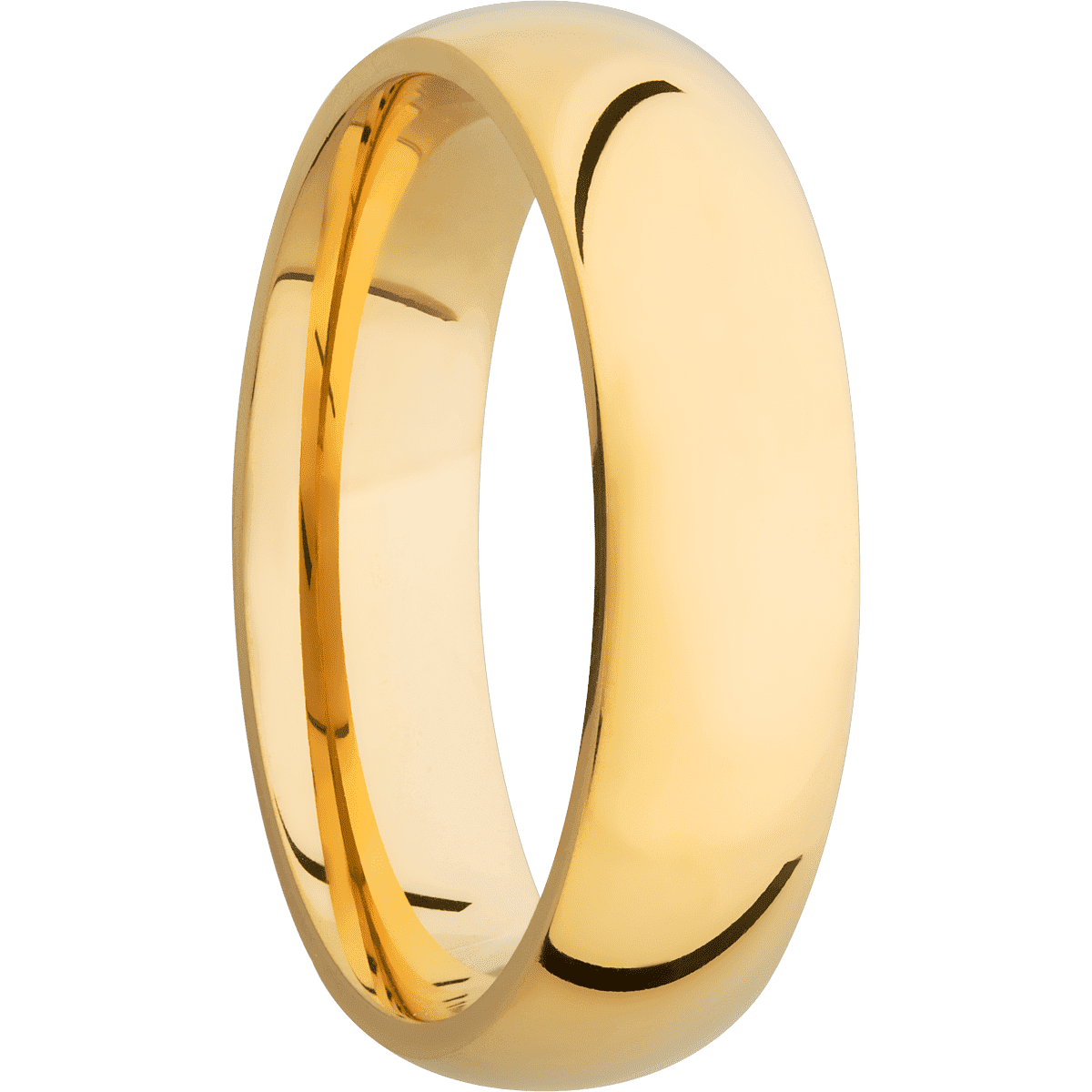 14K Yellow Gold + Polish Finish - 6 mm wide Domed 14K Yellow Gold band. - Custom