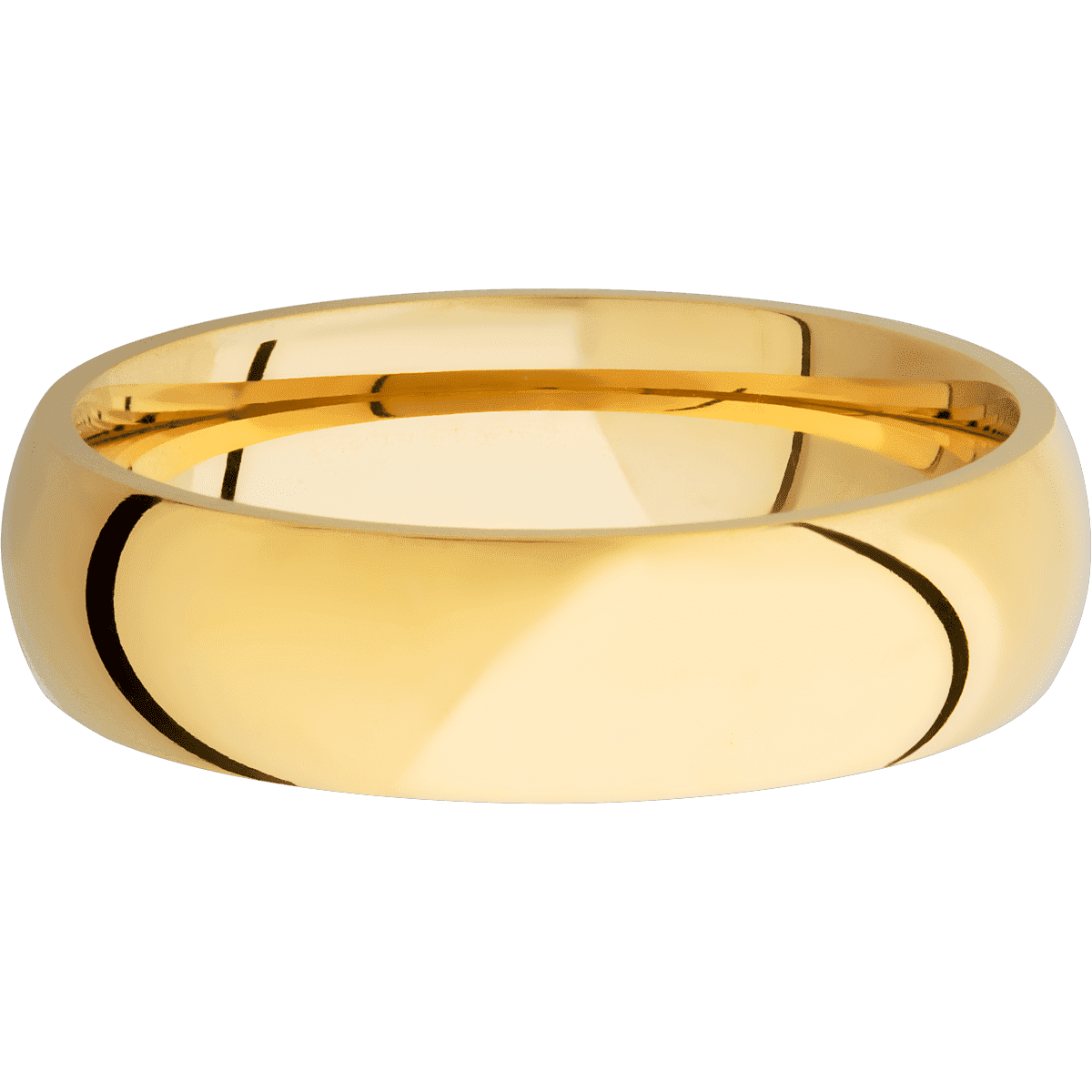 14K Yellow Gold + Polish Finish - 6 mm wide Domed 14K Yellow Gold band. - Custom
