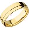 14K Yellow Gold + Polish Polish Finish - 6 mm wide Domed with Off Center Accent Groove 14K Yellow Gold band. - Custom