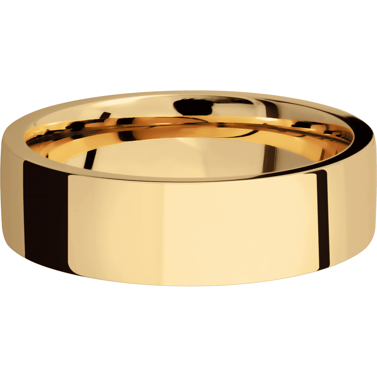 14K Yellow Gold + Polish Finish - 7 mm wide Flat 14K Yellow Gold band. - Custom