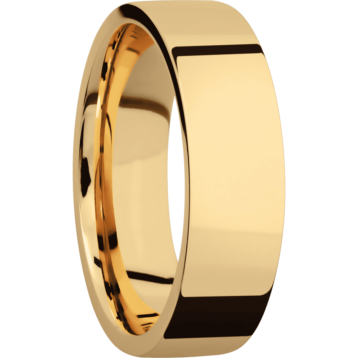 14K Yellow Gold + Polish Finish - 7 mm wide Flat 14K Yellow Gold band. - Custom