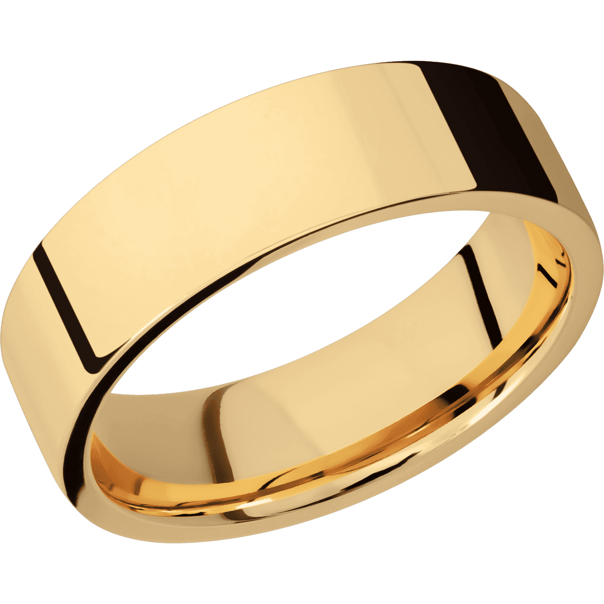 14K Yellow Gold + Polish Finish - 7 mm wide Flat 14K Yellow Gold band. - Custom