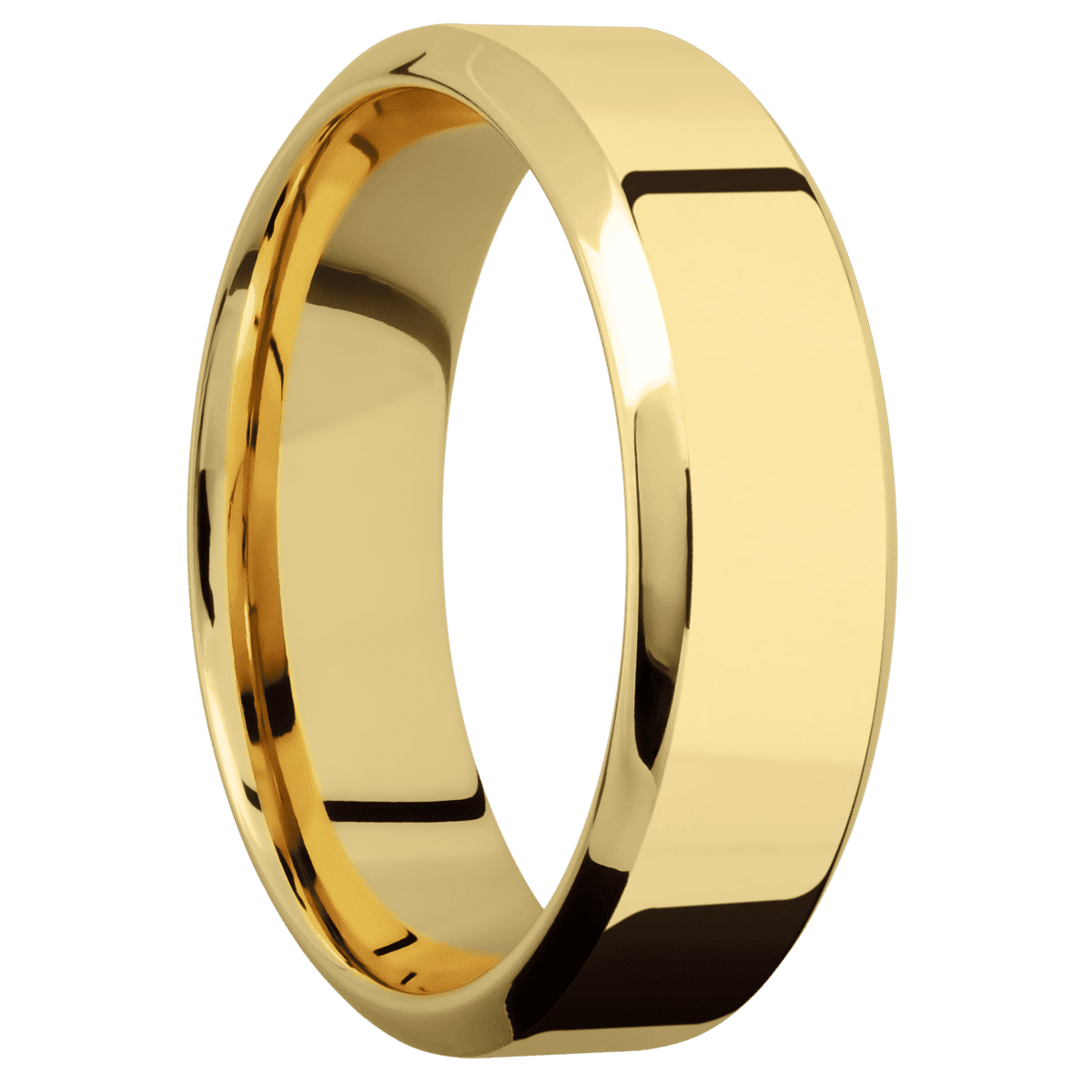 14K Yellow Gold + Polish Polish Finish - 7 mm wide High Bevel 14K Yellow Gold band. - Custom