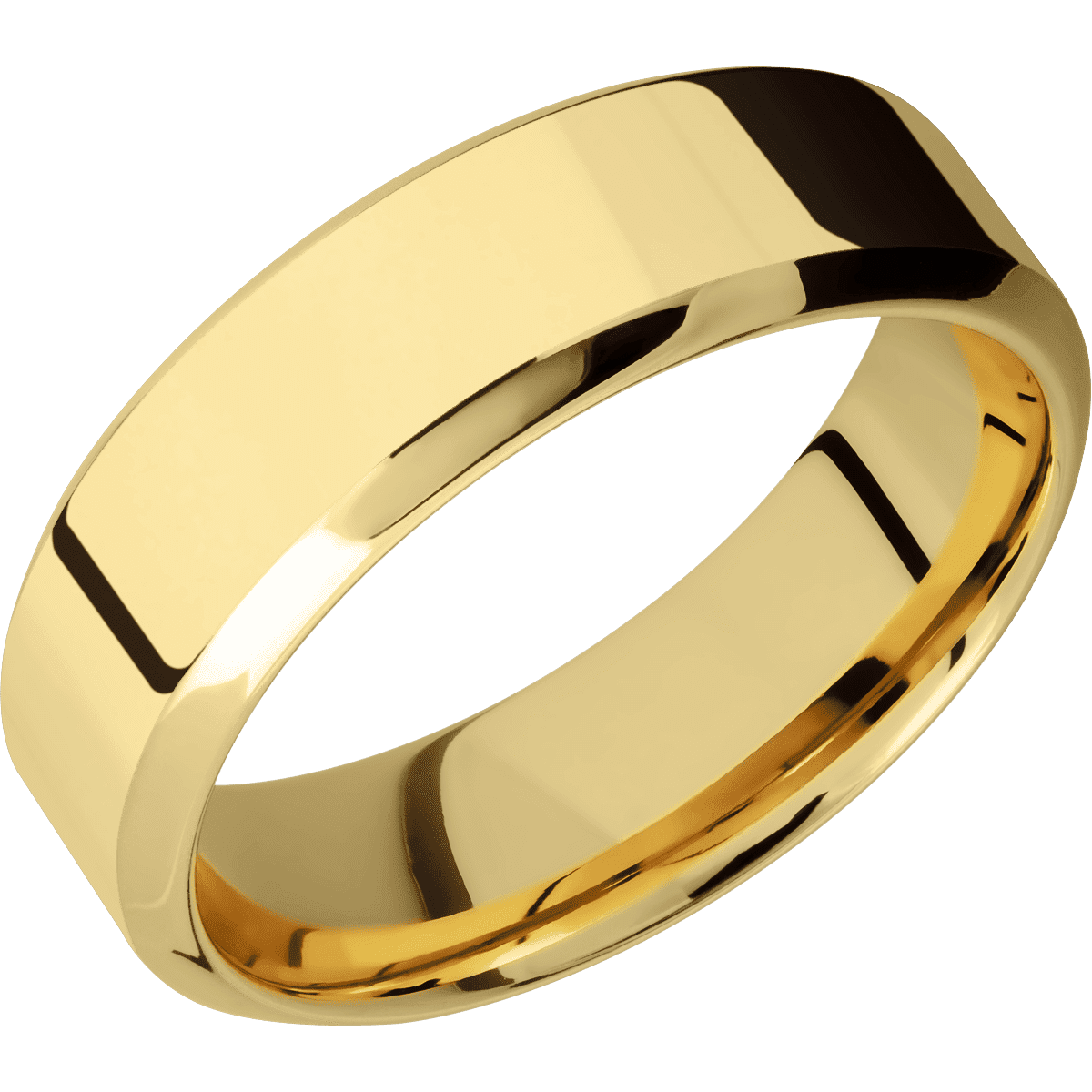14K Yellow Gold + Polish Polish Finish - 7 mm wide High Bevel 14K Yellow Gold band. - Custom