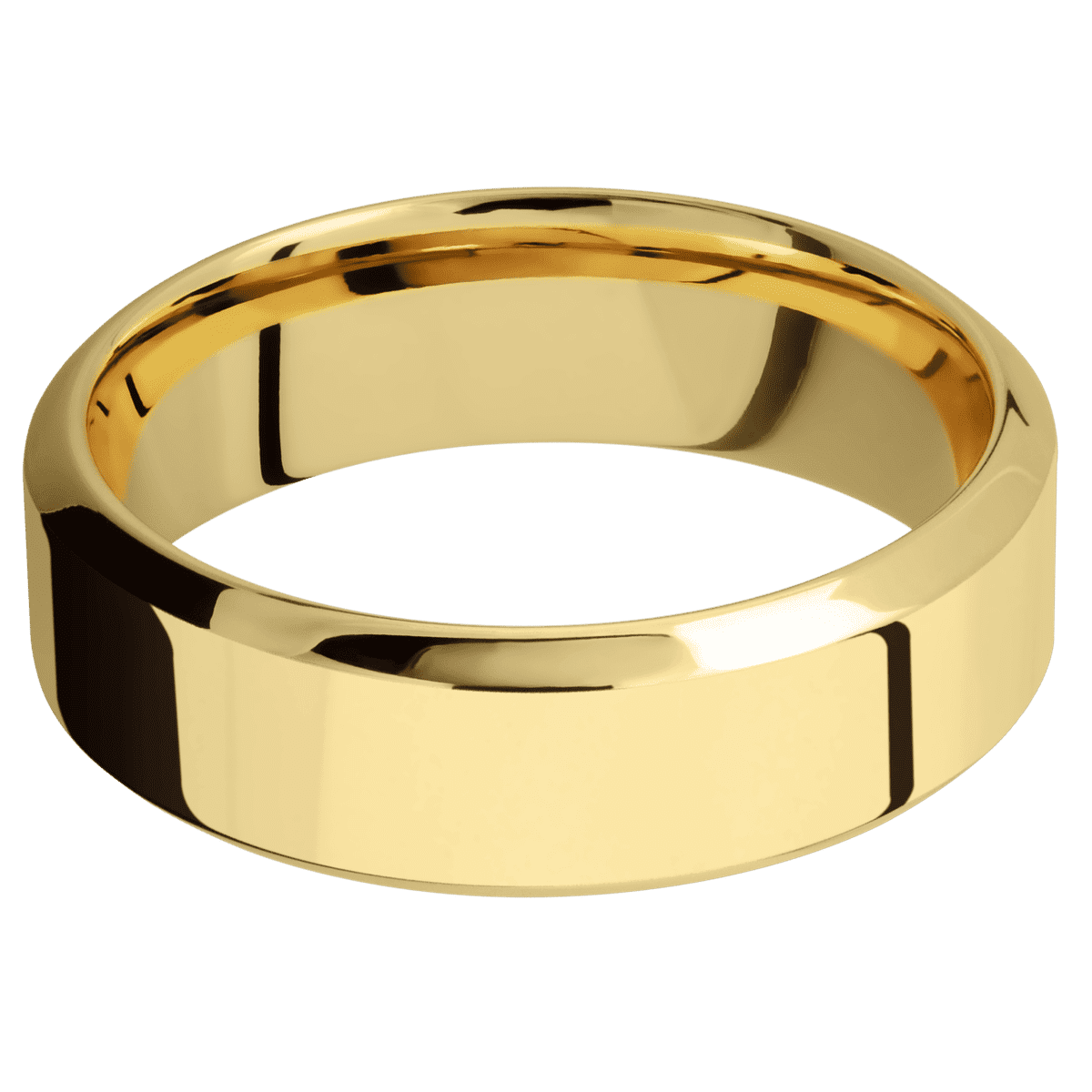 14K Yellow Gold + Polish Polish Finish - 7 mm wide High Bevel 14K Yellow Gold band. - Custom