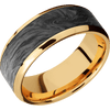 14K Yellow Gold + Polish Polish Finish - 8 mm wide/Beveled/14K Yellow Gold band with one 6 mm Centered inlay of Forged