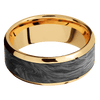 14K Yellow Gold + Polish Polish Finish - 8 mm wide/Beveled/14K Yellow Gold band with one 6 mm Centered inlay of Forged