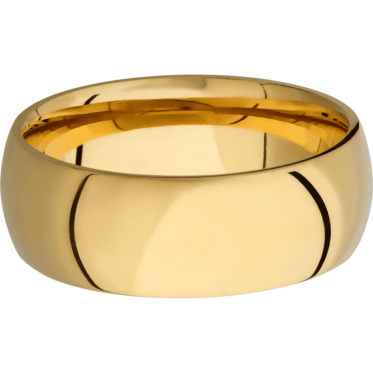 14K Yellow Gold + Polish Finish - 8 mm wide Domed 14K Yellow Gold band. - Custom