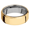 14K Yellow Gold + Polish Polish Finish + Titanium - 8 mm wide Flat Grooved Edges 14K Yellow Gold band featuring
