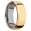 14K Yellow Gold + Polish Polish Finish + Titanium - 8 mm wide Flat Grooved Edges 14K Yellow Gold band featuring