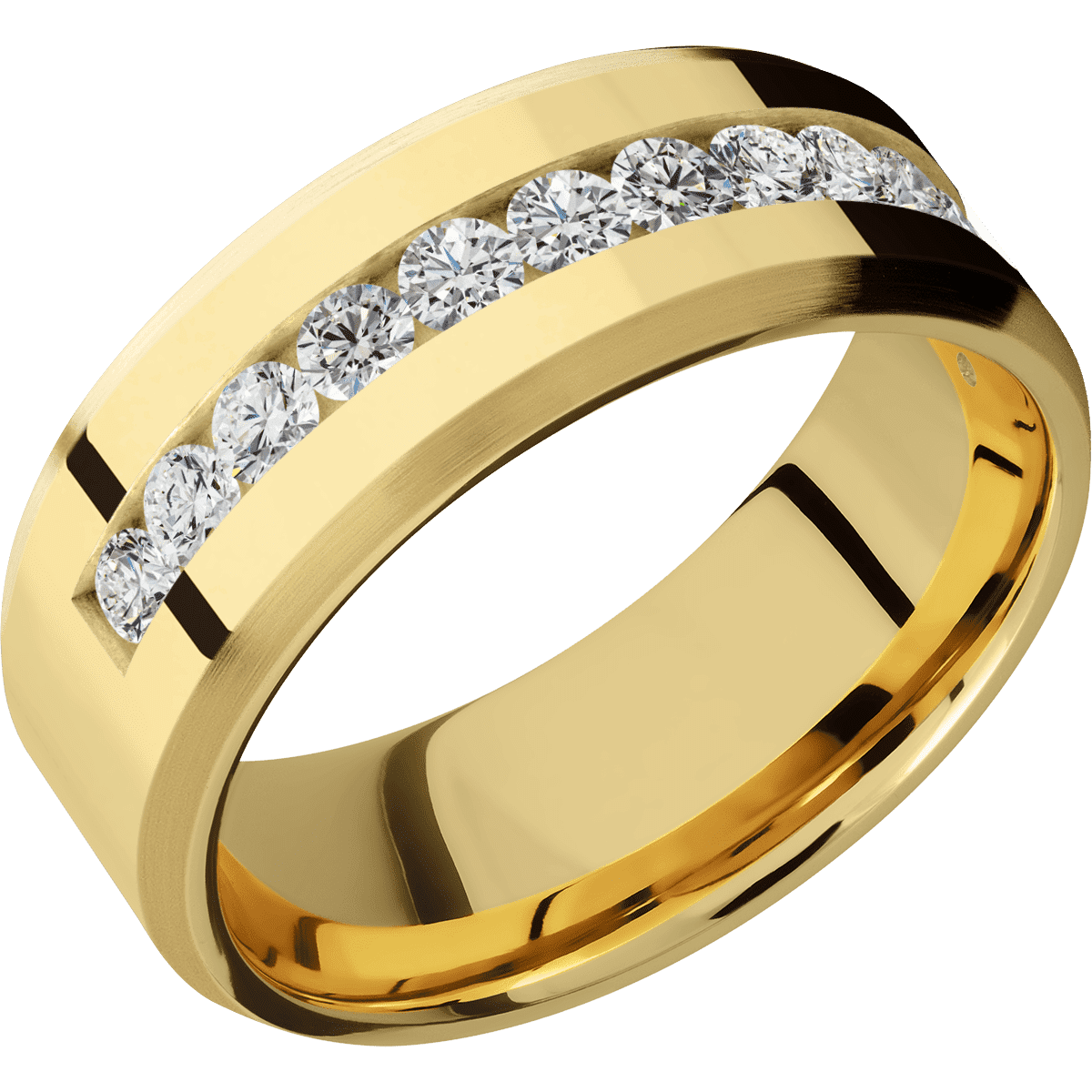 14K Yellow Gold + Polish Satin Finish - 14KY8BHALFETERNITYLABDIA(ST).07CH-P - Custom