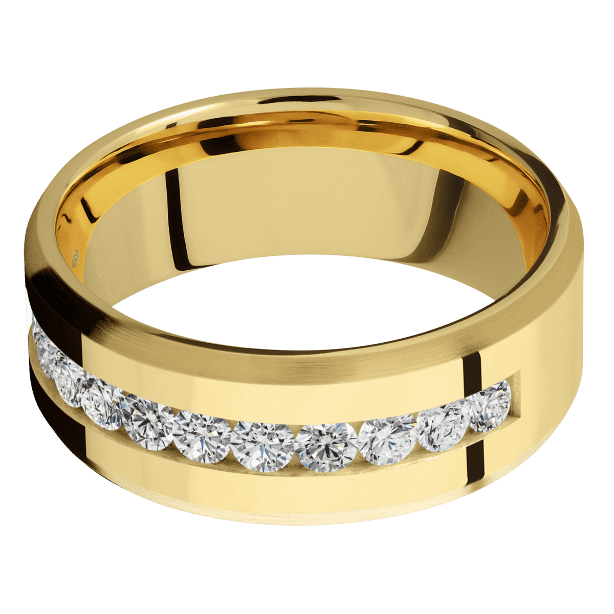 14K Yellow Gold + Polish Satin Finish - 14KY8BHALFETERNITYLABDIA(ST).07CH-P - Custom