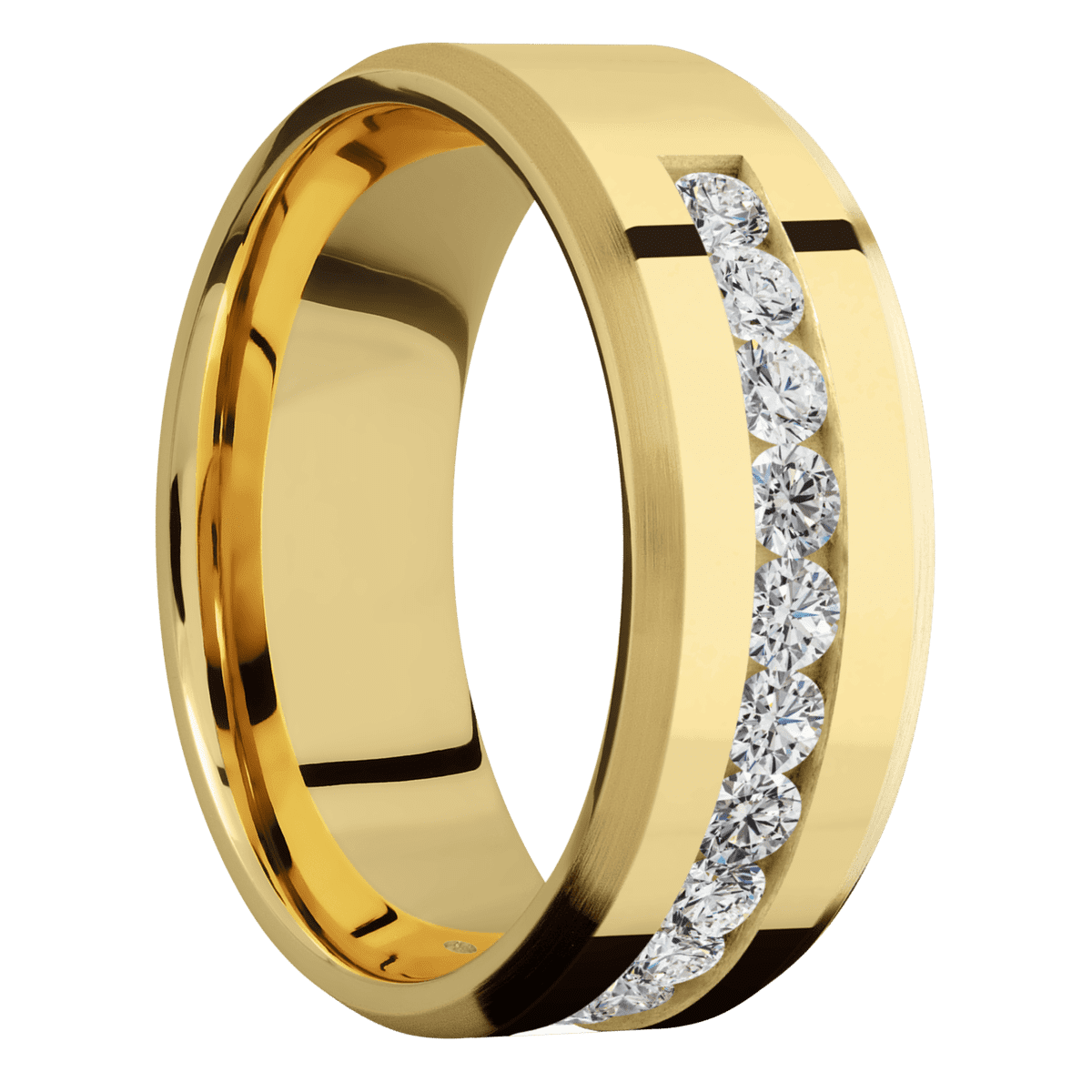 14K Yellow Gold + Polish Satin Finish - 14KY8BHALFETERNITYLABDIA(ST).07CH-P - Custom