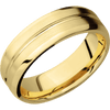 14K Yellow Gold + Polish Satin Finish - 7 mm wide Beveled with Center Accent Groove 14K Yellow Gold band. - Custom