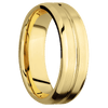 14K Yellow Gold + Polish Satin Finish - 7 mm wide Beveled with Center Accent Groove 14K Yellow Gold band. - Custom