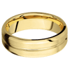 14K Yellow Gold + Polish Satin Finish - 7 mm wide Beveled with Center Accent Groove 14K Yellow Gold band. - Custom