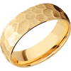 14K Yellow Gold + Rock Finish - 7 mm wide Domed 14K Yellow Gold band. - Custom