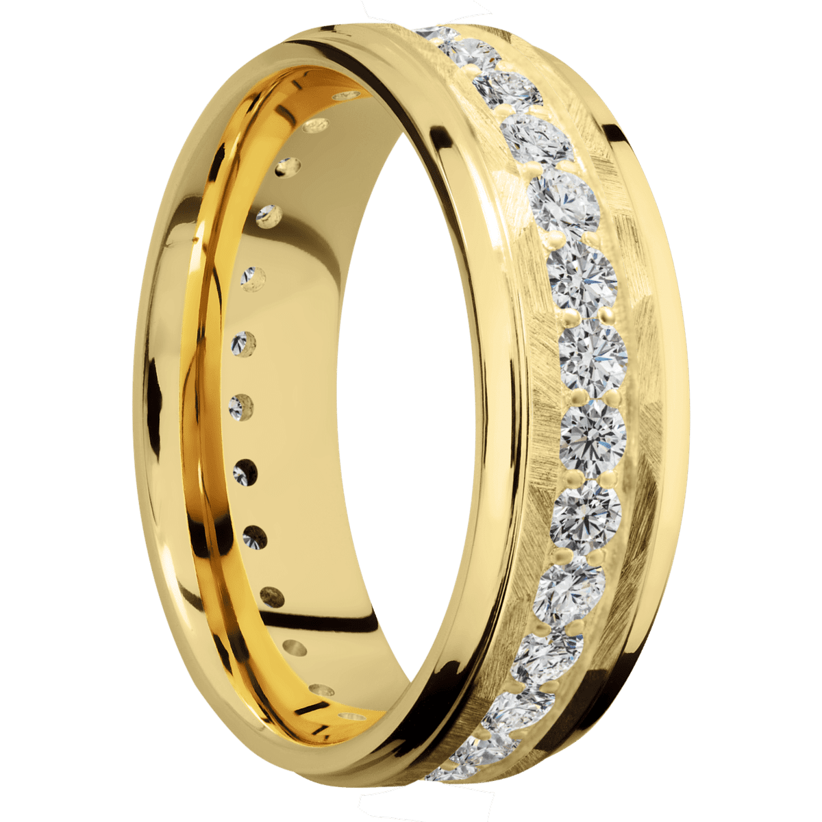 14K Yellow Gold + Rock Polish Finish - 14KY7FGEETERNITYLABDIA.05BEAD-P - Custom