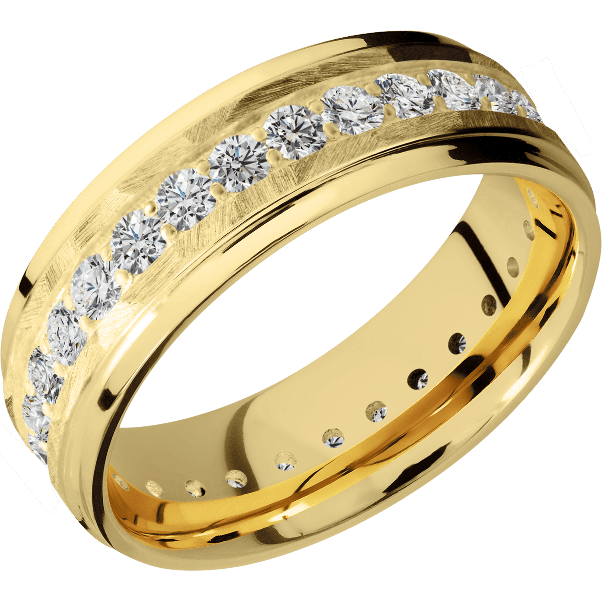 14K Yellow Gold + Rock Polish Finish - 14KY7FGEETERNITYLABDIA.05BEAD-P - Custom