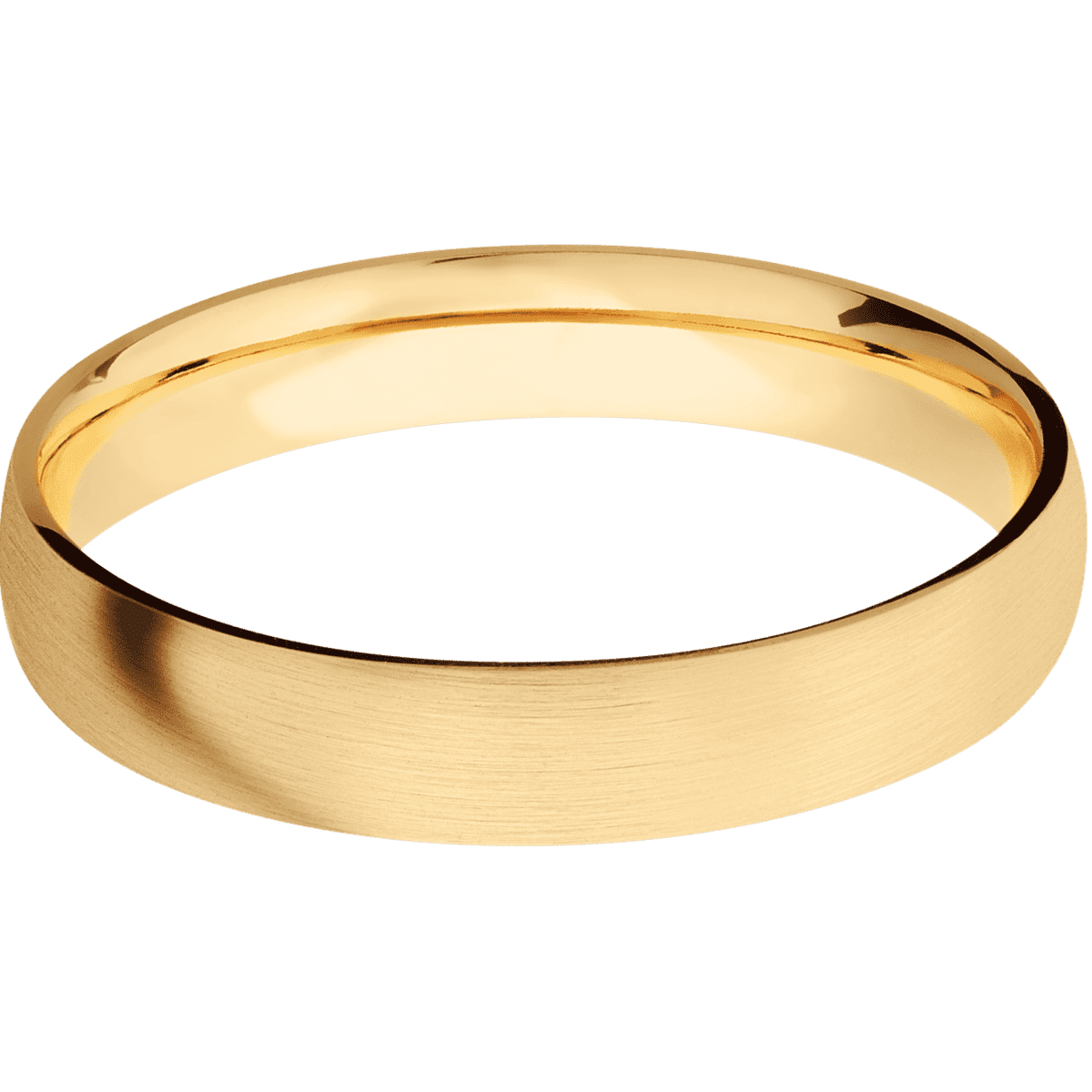 14K Yellow Gold + Satin Finish - 4 mm wide Domed 14K Yellow Gold band. - Custom