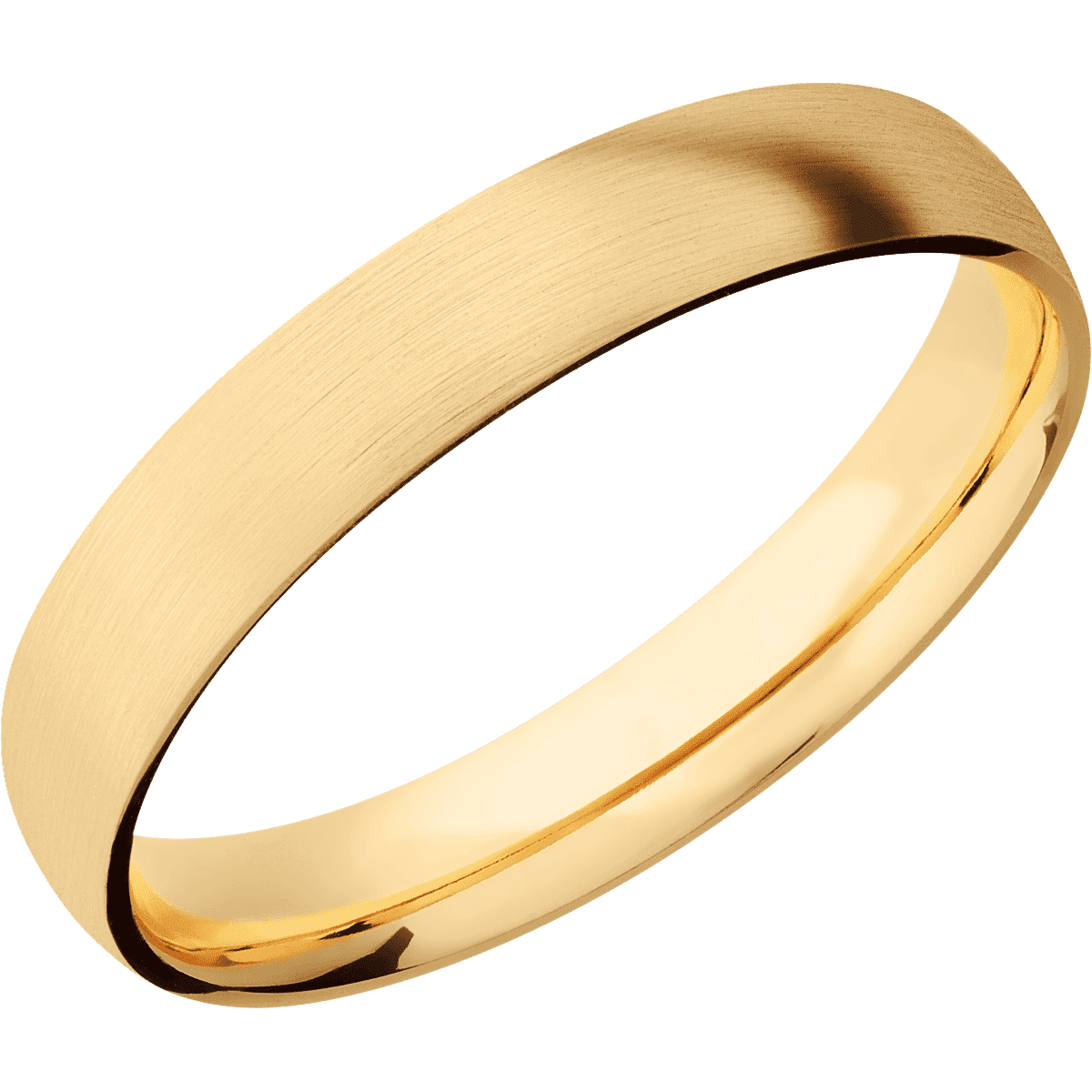 14K Yellow Gold + Satin Finish - 4 mm wide Domed 14K Yellow Gold band. - Custom