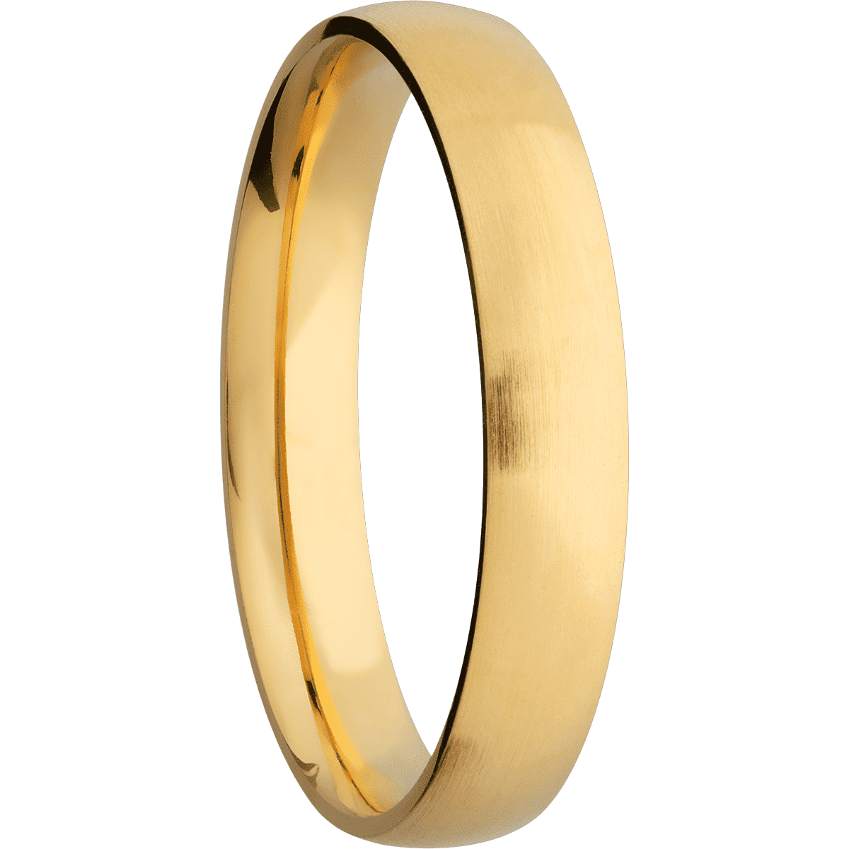 14K Yellow Gold + Satin Finish - 4 mm wide Domed 14K Yellow Gold band. - Custom