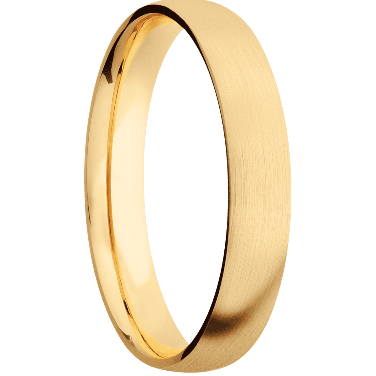 14K Yellow Gold + Satin Finish - 4 mm wide Domed 14K Yellow Gold band. - Custom