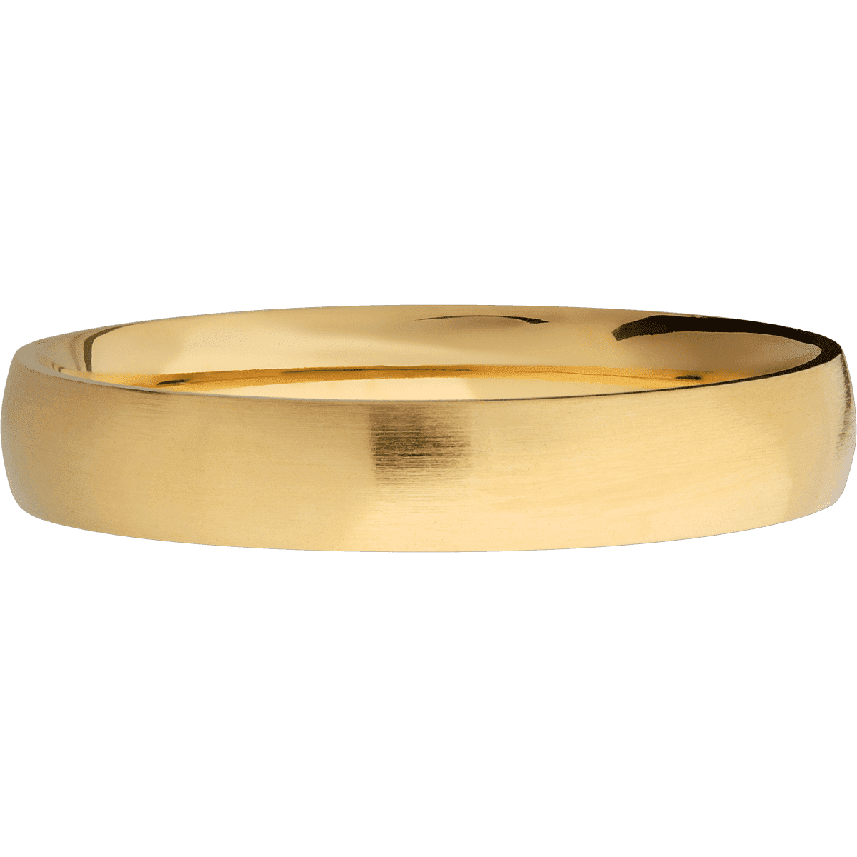 14K Yellow Gold + Satin Finish - 4 mm wide Domed 14K Yellow Gold band. - Custom