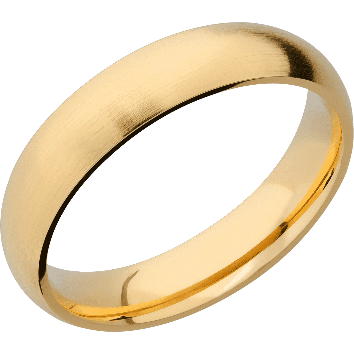 14K Yellow Gold + Satin Finish - 5 mm wide Domed 14K Yellow Gold band. - Custom